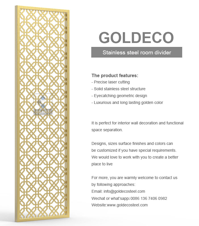 Functional and Decorative Screen Room Dividers - Golden Color