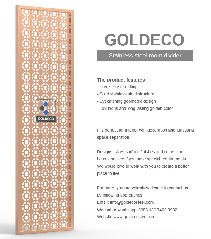 China Colored Stainless Steel Room Divider - Copper Color