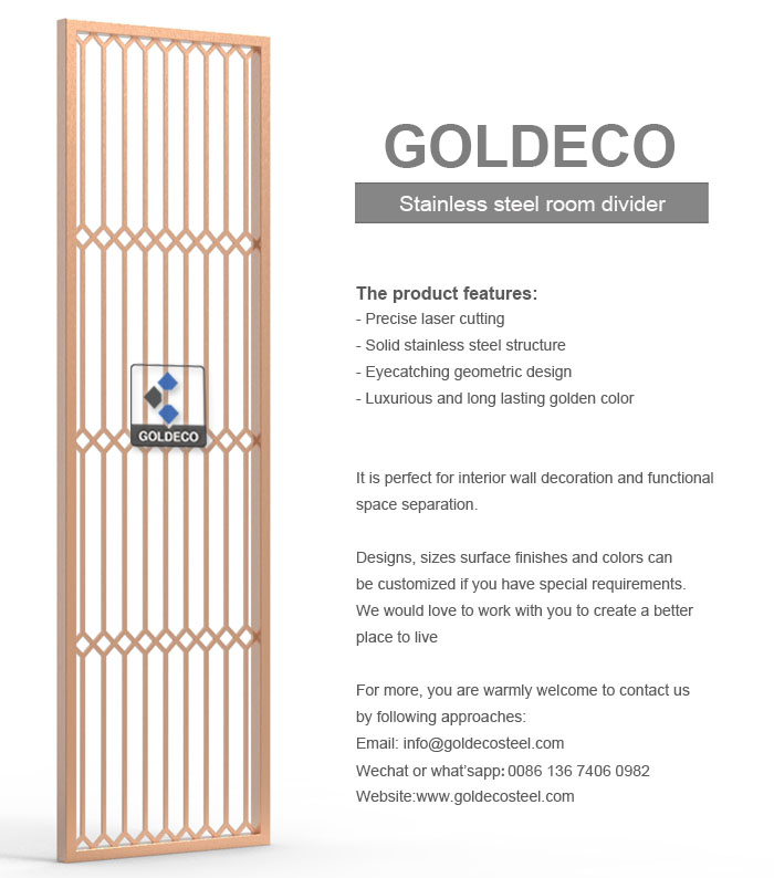 Decorative 304 Stainless Steel Room Partition - Copper Color