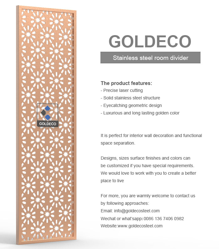 Decorative Metal Room Dividers - Copper Color