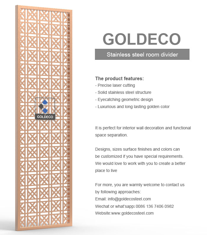 Modern Decorative Room Dividers - Copper Color