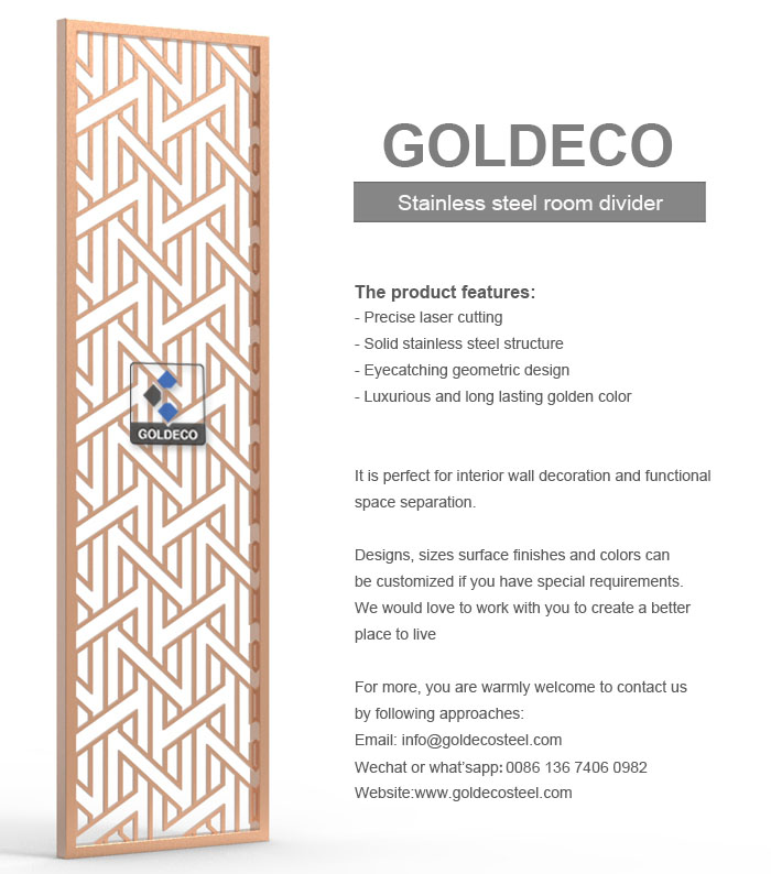 New design - Stainless Steel Room Divider - Copper Color