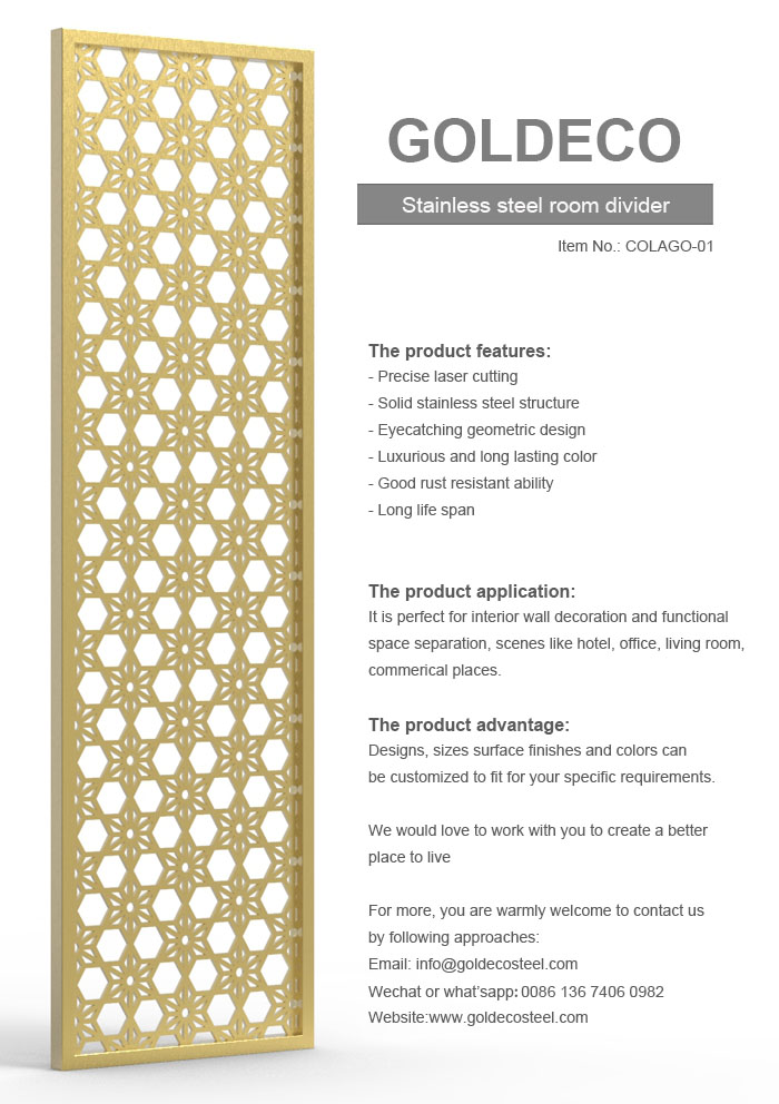 China Decorative Stainless Steel Room Dividers - Golden Color