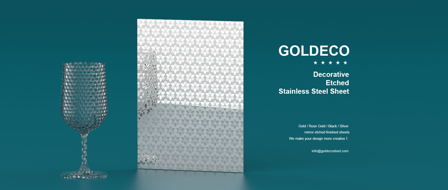 Goldeco gold, rose gold, black, green, purple colored stainless steel sheets